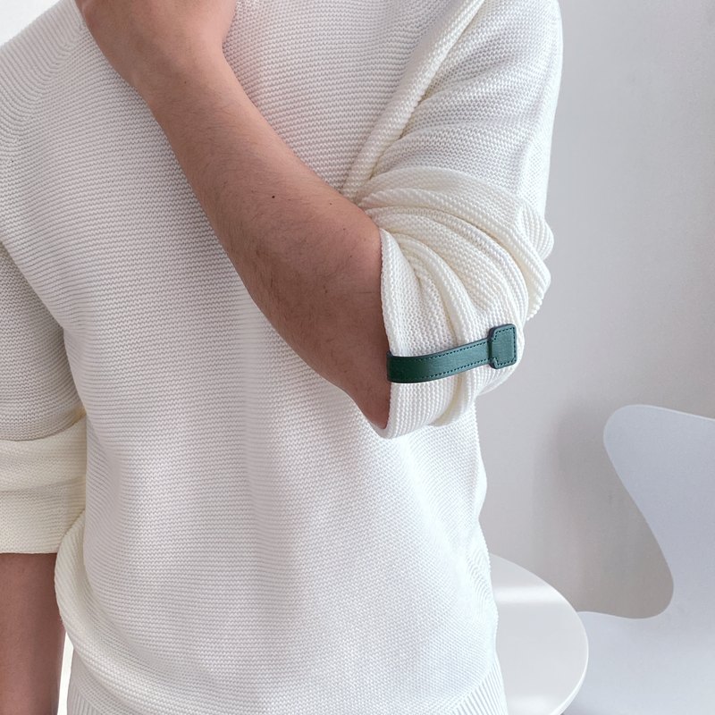 Cube deep green worn with knit